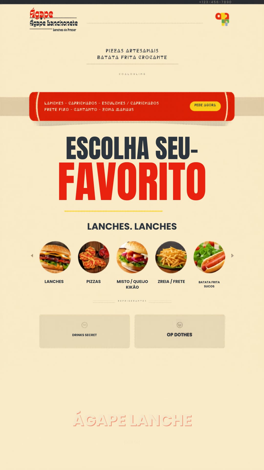 Ágape Lanche & Pizzaria — Site de Delivery em Manaus